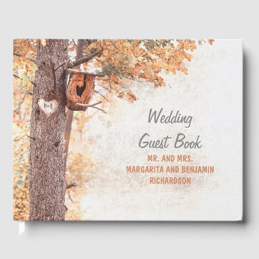 Livre D'or Arbre automnale rustique et Mariage cardiaque scul (Recto)