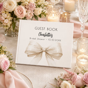Livre D'or Arc en satin beige élégant pour Baby Shower