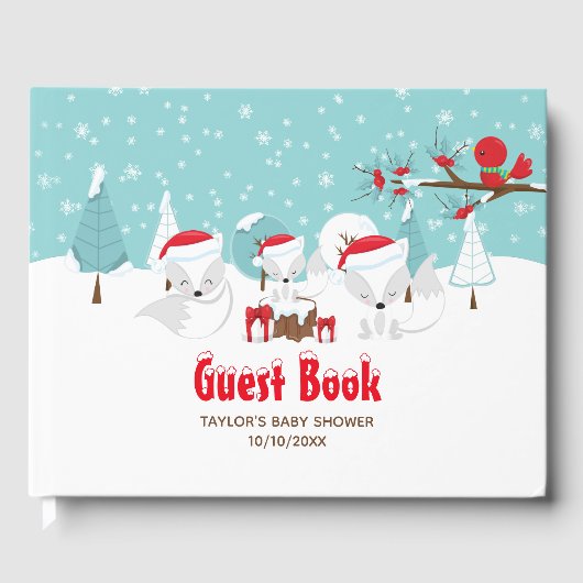 Livre D'or Arctic Fox Noël Baby shower forestier (Recto)