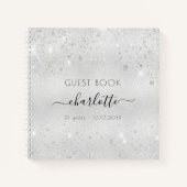 Livre d'or argent parties scintillant métal monogr (Devant)