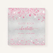 Livre d'or argent rose parties scintillant monogra (Devant)