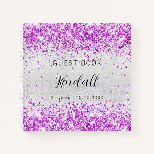 Livre d'or argent violet parties scintillant rose (Devant)