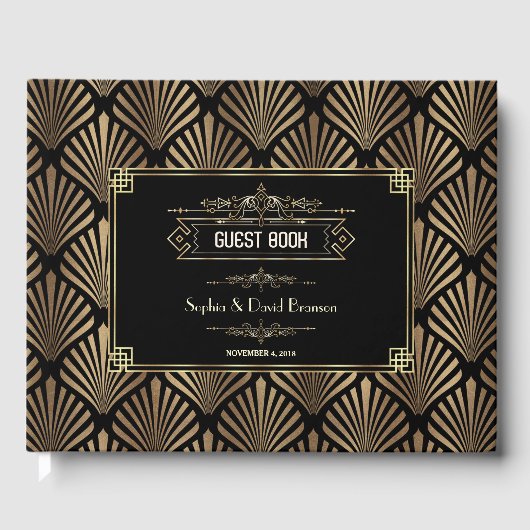 Livre D'or Art Déco Black Gatsby 1920 Style Mariage (Recto)
