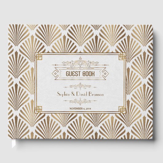 Livre D'or Art Déco White Gatsby 1920 Style Mariage (Recto)