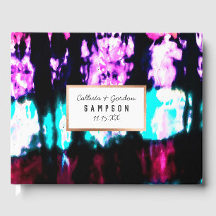 Livre D'or Artsy Été Turquoise Noir Coloré Tie Dye Motif