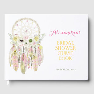 Livre D'or Attrape-rêve Boho Rose Jaune Plumes Flèches