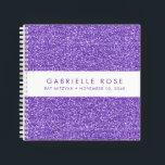 Livre d'or Autograph du Bat mitzvah de Parties sci<br><div class="desc">Parties scintillant violet et lavande (image de texture arrière - plan imprimée) avec une bande blanche sur la couverture d'un carnet de livre d'or de style autographe personnalisé. Un accessoire ludique à l'allure pétillante violet pour un Bat mitzvah, Sweet 16, Quinceanera ou Anniversaire, ou un carnet de croquis pour n'importe...</div>