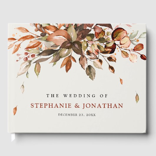 Livre D'or Automne Feuilles Russe Pays Boho Mariage (Recto)