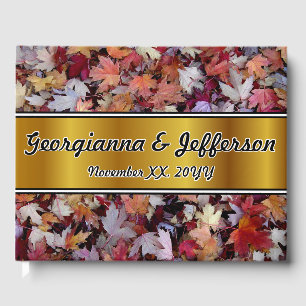 Livre D'or Automne Mariage Fallen Feuilles + Faux Gold Band