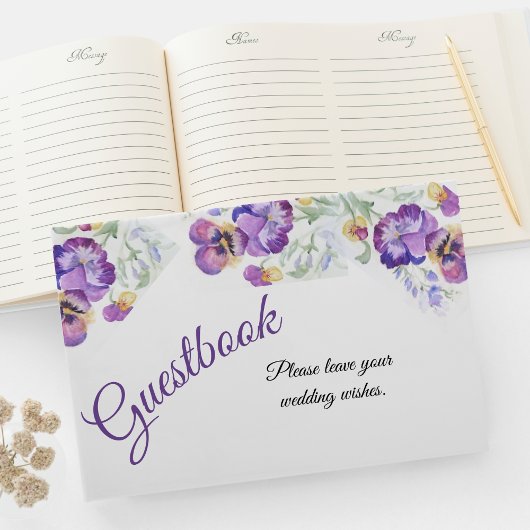Livre d'or aux pensées violettes botaniques