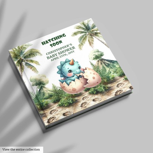 Livre D'or Baby Boy Dinosaur Hatching Bientôt Guest Keepsaké