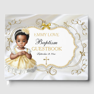 Livre D'or Baby Girl Baptism Christening White & Gold Cross