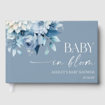 Baby In Bloom Bleu Poussiéreux Fleurs Baby Shower