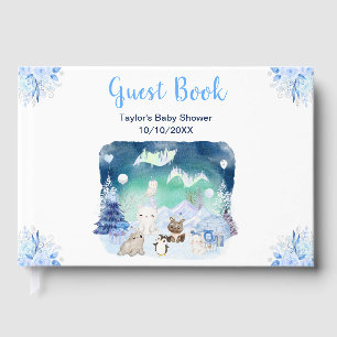 Livre D'or Baby Shower Animaux Arctiques Aurores Boréales