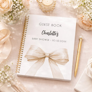Livre d'or Baby Shower arc bow beige crème