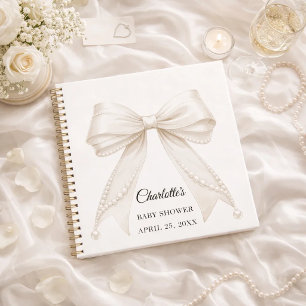 Livre d'or Baby Shower arc ivory blanc perles