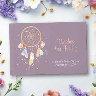 Livre D'or Baby shower Boho de Dreamcatcher Tribal Violet