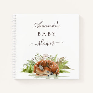 Livre d'or baby shower bois cerfs