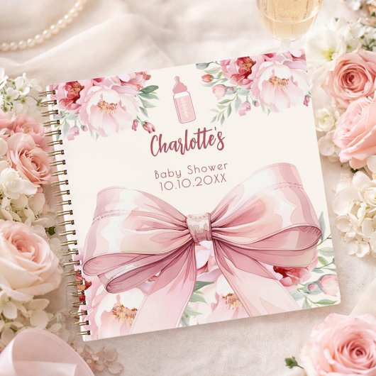 Livre d'or Baby shower boucles d'arc rose