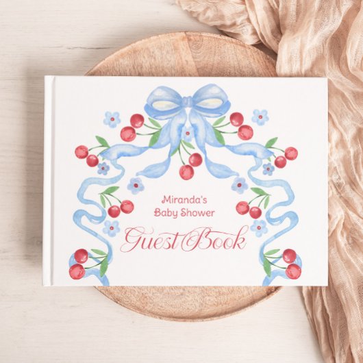 Livre D'or Baby shower cerisier bleu boue