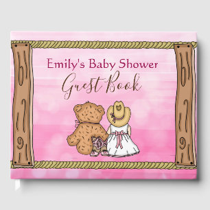 Livre D'or Baby shower Cowgirl en caricature rose