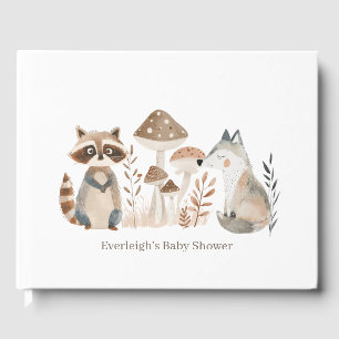 Livre D'or Baby shower d'animaux en bois peint mignon