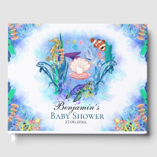 Livre D'or Baby shower d'animaux marins (Recto)