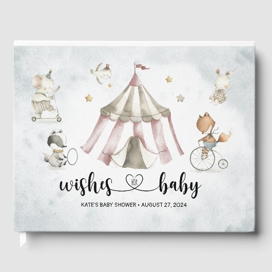 Livre D'or Baby shower d'Aquarelle Circus Animaux (Recto)