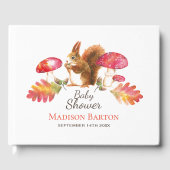 Livre D'or Baby shower d'aquarelle d'automne en bois d'écureu (Recto)