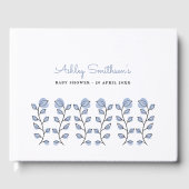 Livre D'or Baby shower d'aquarelle florale (bleu) (Recto)