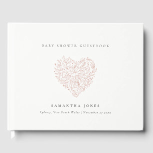Livre D'or Baby shower de coeur floral doux et brillant