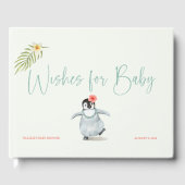Livre D'or Baby shower de fille rose Pingouin Tropical (Recto)