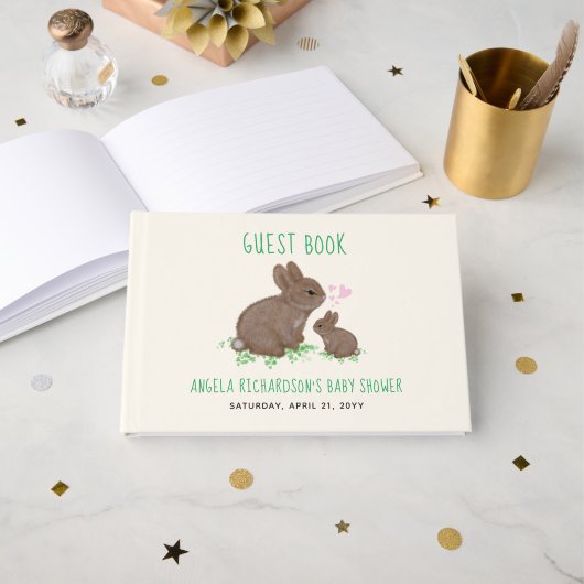 Livre D'or Baby shower de lapins adorables (Recto ouvert)