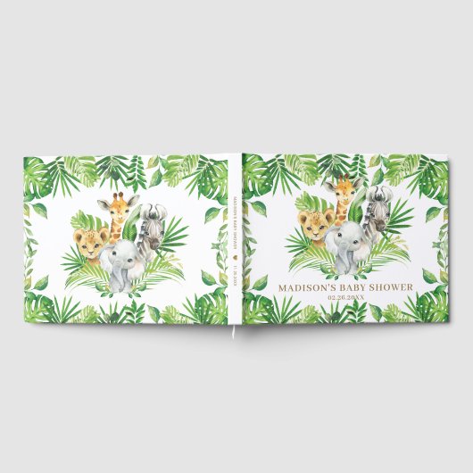 Livre D'or Baby shower de verdure tropicale chic animal Jungl (Complet)