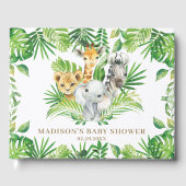 Livre D'or Baby shower de verdure tropicale chic animal Jungl (Recto)