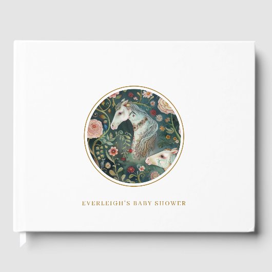 Livre D'or Baby shower d'invités Chevaux peints (Recto)