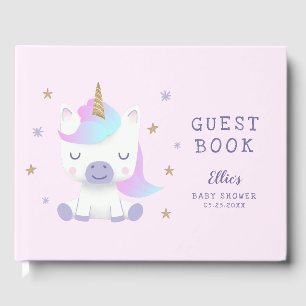Livre D'or Baby shower d'or rose de la licorne magique