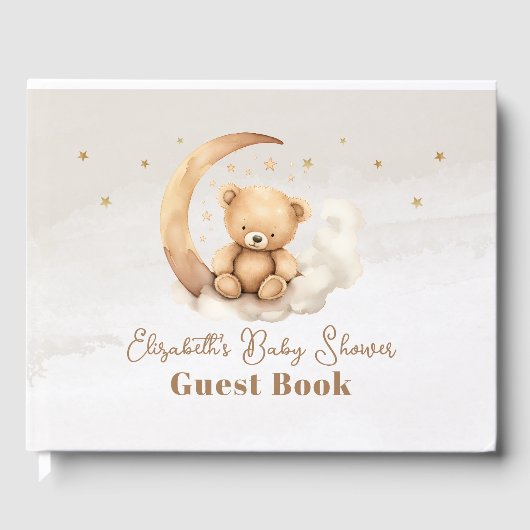 Livre D'or Baby shower d'ours en peluche Brown neutre pour le (Recto)
