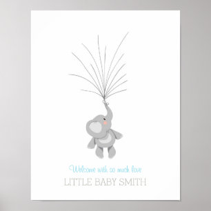 Livre d'or Baby shower éléphant Bleu Baby Boy