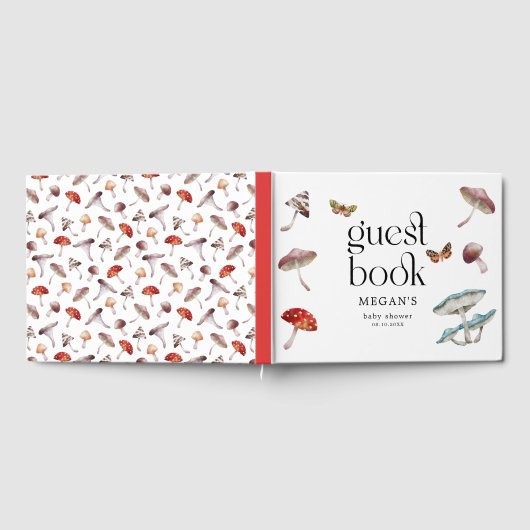Livre D'or Baby shower enchanté de champignons rustiques (Complet)