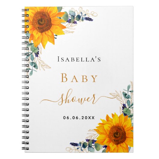 Livre d'or baby shower eucalyptus tournesol (Devant)