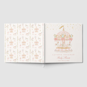 Livre D'or Baby Shower Fille Carrousel Contes de Fées Rubans
