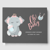 Livre D'or Baby shower fille Eléphant mignon (Recto)