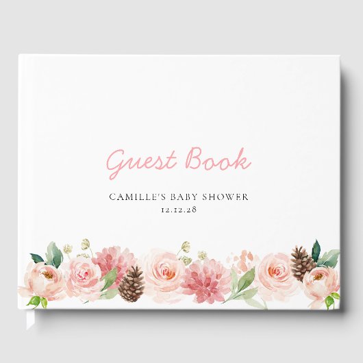 Livre D'or Baby shower Fille Florale d'hiver rose (Recto)