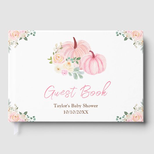 Livre D'or Baby shower Floral Citrouille rose (Recto)