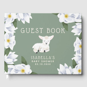 Livre D'or Baby shower Floral Petit Agneau
