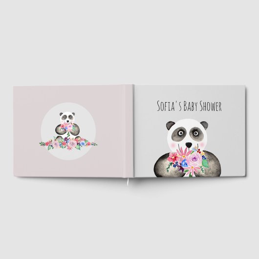Livre D'or Baby Shower Mignon Ours Panda et Fleurs (Complet)
