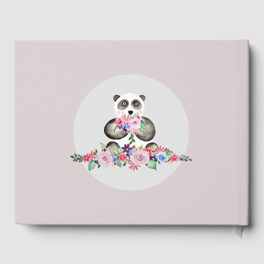 Livre D'or Baby Shower Mignon Ours Panda et Fleurs (Verso)