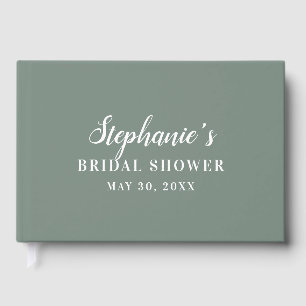 Livre D'or Baby Shower Minimaliste Vert Sauge et Blanc