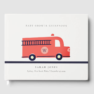 Livre D'or Baby shower moteur de camion feu de la Marine Roug